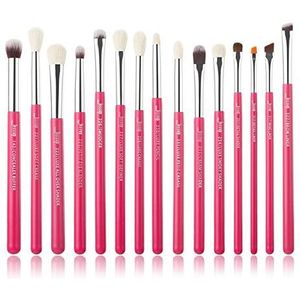 Eljjhah Rose-karmin/zilver make-up borstels set Beauty Foundation Poeder Oogschaduw Make-up Borstel 6 stks Natuurlijk synthetisch haar (Handvat Kleur: T197 (15ST))