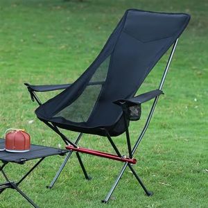 DPNABQOOQ Draagbare camping maan stoel lichtgewicht aluminium opvouwbare picknick strandstoelen buiten reizen vissen wandelen tuin stoel (maat : zwart)