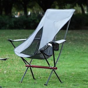 DPNABQOOQ Draagbare camping maan stoel lichtgewicht aluminium opvouwbare picknick strandstoelen buiten reizen vissen wandelen tuin stoel (maat : grijs)