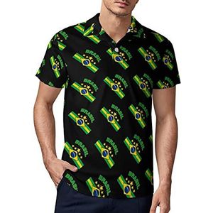 Braziliaanse vlag heren golf poloshirt zomer korte mouw T-shirt casual sneldrogende T-shirts L