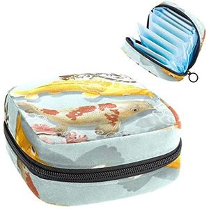 goudvis geluk oosterse kers,Periode Pouch Draagbaar,Tampon Opbergtas,Tampon Houder voor Portemonnee Vrouwelijke Product Organizer, Meerkleurig, 4.7x6.6x6.6 in/12x17x17 cm