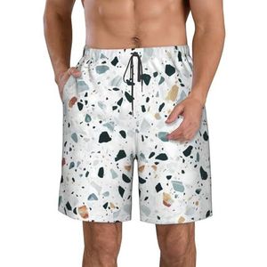 Biljart Print Heren Zwemplank Shorts Zwembroek Trunks Badmode Sneldrogende Surfen Strand Essentiële Zomer, Witte Parttern, 3XL