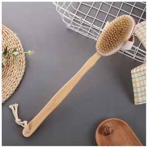 XIOKLM 2 In 1 Droge Huid Body Borstel Natuurlijke Haren Dode Huid Remover Anti Cellulitis Exfoliates Bloedcirculatie Gezondheid Massage Tools (C)