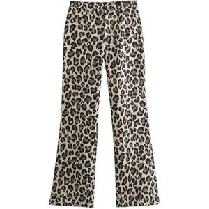 Women'S Printed Trousers Women Vintage Leopard Printed Long Pant Female Spring Zipper Casual Flared Trousers Female Pants-Leopard-S