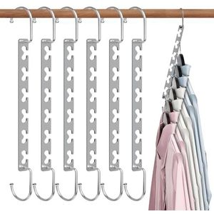 Sindax Magische kledinghangers, stevige metalen hangers, kledingkast, organizer, ruimtebesparend, 6 stuks