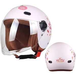 Motorfiets kinder 3/4 retro helmen, vintage open helm for 2-14 jaar for elektrische scooter, go-kart, crossmotor, kinderen(A15)