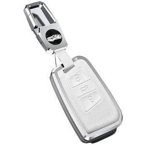Sleutelbehuizing houder Voor Golf 7 MK7 Voor Tiguan MK2 Voor SEAT Voor Ateca Voor Leon FR 2 Voor Ibiza Voor Golf 8 MK8 Voor Octavia Metalen Lederen Klep Case Sleutelbehuizing(C white)