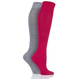 SockShop Dames Eenvoudige en Patroon Bamboe Kniekousen Pack 2, Alpine Rood, 36-41 EU
