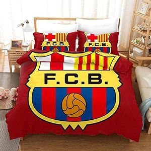ZCFGG Beddengoed set dekbedovertrek 200 x 200 cm FC Barcelona 3-delig bedrukt polyester zachte stoffen voor kinderen en volwassenen + 2 kussenslopen 50 x 75 cm