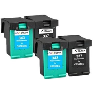 Compatibele 343 337 inktcartridge for P-hotosmart 2575 8050 C4180 D5160 Deskjet 6940 D4160(2Pk Black 2Pk Color)