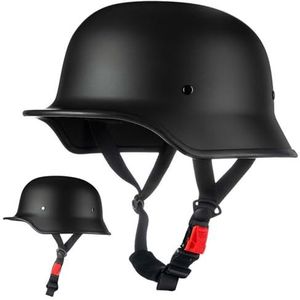 Duitse motorhelm, Duitse retro straathelm, ECE-gecertificeerd, met verstelbare snelsluiting, geschikt voor fietsen, cruisers, scooters, geschikt voor alle seizoenen A,M54-57CM
