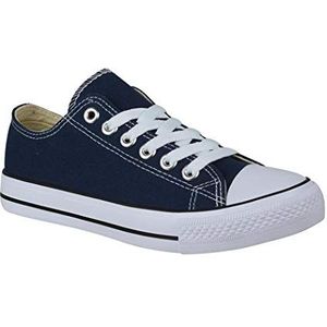 Elara Unisex Sneaker Textiel Sportschoenen Lage Top Chunkyrayan 089-A E-4-E6-Navy-40