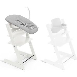 Stokke Tripp Trapp stoel met Newborn Set & Baby Set, wit, veilig, verstelbaar en ergonomisch ontwerp