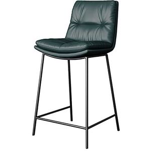 Luxe keukenbarkrukken met rugleuning Comfortabele gestoffeerde eetkamerstoelen, PU-lederen zitting, zwarte metalen poten, zithoogte 55/65/75cm