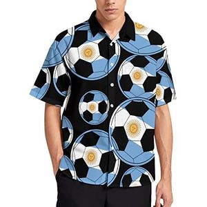 Argentijnse vlag voetbal Hawaiiaans shirt voor mannen zomer strand casual korte mouw button down shirts met zak