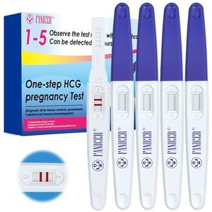 5 stuks zwangerschapstest, vroege zwangerschapstest, afzonderlijk verpakt, vroegtijdige zwangerschapstest, snel resultaat, snelle detectie in 3 minuten, blauw