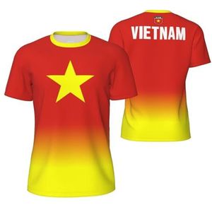 Sport Mesh T-Shirt Geleidelijke Vietnam Vlag Tees 3D Gedrukt voor Fitness Running Fiets Voetbal Tennis Voetbal, Meerkleurig, S