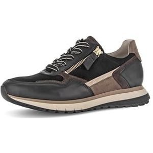 Gabor Low-Top sneakers voor dames, lage schoenen, comfortabel extra breed (H), zwart whisky 67, 40 EU Breed