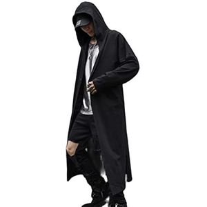 Lente zomer mannen zwarte dunne punk rock hiphop hooded trenchcoat lange jas heren gothic stijl mantel vintage hiphop vest