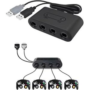 Adapter voor Nintendo Switch Gamecube Controller voor 4 spelers, USB PC 4-speler, Super Smash Bros controller-adapter