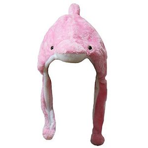Petitebelle Dierenkostuum Dolphin zachte warme muts unisex kleding vrije maat Eén maat roze