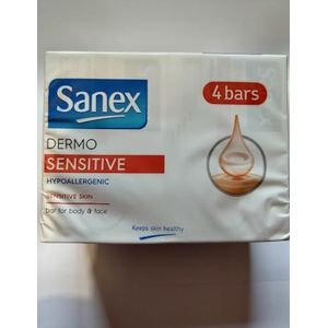 Sanex Dermo Sensitive Bar Zeep, 4 x 90 g