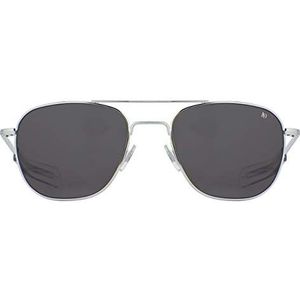 American Optical Original Pilot Sunglasses - Nylon Lenses - Bayonet Temple (Silver/Grey, 55)