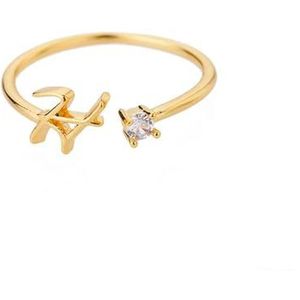 AZ Initial Rings voor vrouwen Open verstelbare roestvrijstalen trouwring Trend gouden kleur paar sieraden accessoires -7-H-verzilverd