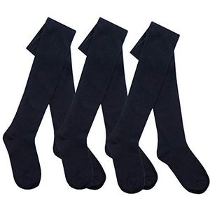 I2I Meisjes, 3 paar Multibuy katoenen rijke effen panty, Marineblauw - 3 paar, 7-8 jaar