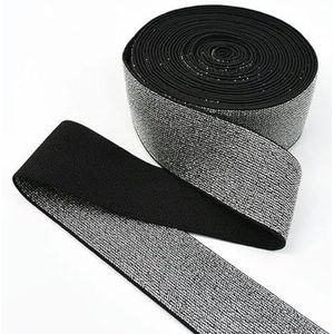1/3/5M 10-50mm Naai-elastiekjes voor beha Zachte huid Rubberen band Ondergoedriem Elastieken Singelbanden DIY-accessoires - Zwart Zilver - 10 mm - 3 meter