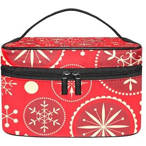 Make-up Organizer Bag, Reizen Make-up Tas Organizer Case Draagbare Cosmetische Tas voor Vrouwen en Meisjes Toiletartikelen Rood Kerst Patroon, Meerkleurig, 22.5x15x13.8cm/8.9x5.9x5.4in