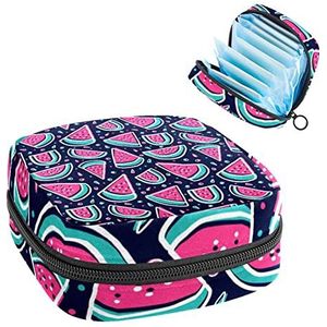 Opbergtas voor maandverband Pads, Menstruatie Cup Pouch, Periode Bag Organizer voor vrouwelijke Pads Tampons, Kleurrijke Watermeloen Slice