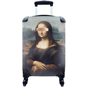 MuchoWow® Koffer - Mona Lisa - Leonardo da Vinci - Brons - Past binnen 55x40x20 cm en 55x35x25 cm - Handbagage - Trolley - Fotokoffer - Cabin Size - Print