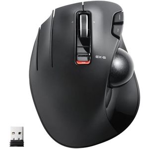 ELECOM EX-G Trackball-muis voor linkshandigen, 2,4 GHz USB draadloos, ergonomisch, duimbediening, Tracking Roller Ball, 6 programmeerbare toetsen, kantelscroll