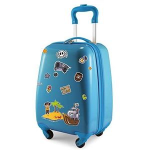 Hauptstadtkoffer - Kinderbagage, kinderkoffer, hardshell-koffer, boordbagage voor kinderen, ABS/PC,, Cyaanblauw + sticker piraten, kinderbagage