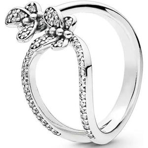 925 Sterling Zilveren Ring Rose Matte Schittering Gekoppelde Love Hearts Tree Of Love Ring Voor Vrouwen Fashion Jewelry