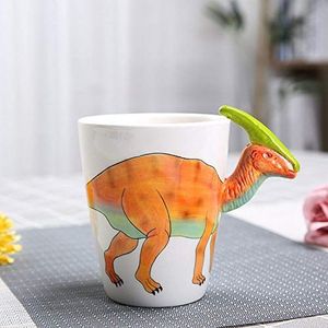 QYQMYK 350ml Creatieve Dinosaurus Keramische Cup Hand Geschilderd Dier Koffie Mok 3D Cartoon Tyrannosaurus Cup Kinderen Melk Cup, gebruikt voor thuiskantoor creativiteit, Parasaurolophus