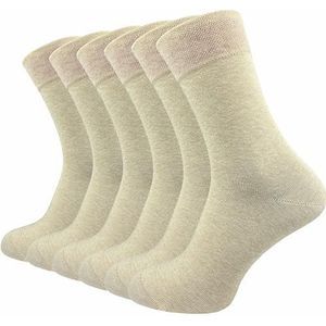 GAWILO Premium sokken voor heren (6 paar), zonder drukkende naad, extra zacht, gekamd katoen, zakelijk en vrije tijd, beige, 43-46 EU