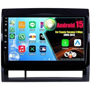 Android 15 Autoradio Voor Toyota Tacoma 2 Hilux 2005-2013 met Draadloze Carplay Android Auto, 9 Inch Autoscherm Soporta Bluetooth WIFI GPS FM/RDS(8Core(2+32GB))