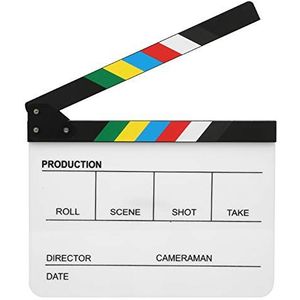 Movie Clapperboard 30x25CM Organisch Acryl Clapperboard Movie Filmregisseur Action Clap Photography Dry Erase Film Slate Cut Action Scene Clapper (Whiteboard met kleurenstreep (PAV1CWE3))