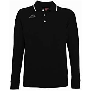 Kappa Poloshirt voor heren met lange mouwen van piquee-katoen, 100% katoen, 200 g, Zwart, XL
