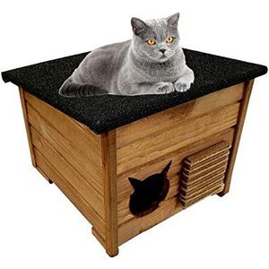 BLIŹNIAKI Kattentoren kattenslaapplaats hout verstopplaats kattenhuis DOMKOT1 (donkerbruin (DOMKOT1 O))