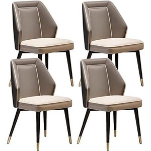 GEIRONV Keuken eetkamerstoelen set van 4, met leer beklede woonkamer zijstoelen accentstoelen koolstofstaal metalen stoelen Eetstoelen (Color : Gris, Size : 88 * 53 * 50cm)