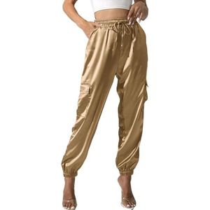 yk8fass Stretch broek met hoge taille gs-1250, Goud, 7