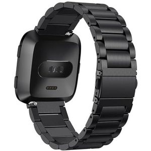 EDVENA Roestvrijstalen band Compatibel met Fitbit Versa/Lite / Versa2 Smart Watch Vervanging Band 316L Metal Riem Armband Strap Fitbit Versa 2 Band (Size : Black)