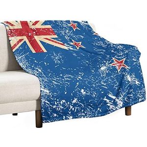 Nieuw-Zeeland Retro Vlag Flanel Deken Pluche Gezellige Fuzzy Deken Gooi Deken voor Bank Bed 30""x40