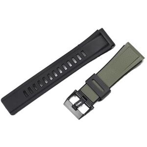 24mm harsband geschikt for Casio GA2000 PRG-600 PRW-6600 PRG-650 heren sport waterdicht rubber universele armband horlogeaccessoires (Color : Army Green Black, Size : 24mm)