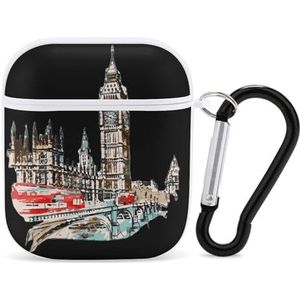 Engeland Londen Souvenir Leuke Case voor AirPods 2&1 Schokbestendige Beschermende Hoofdtelefoon Gevallen Cover Met Sleutelhanger Voor Mannen Vrouwen