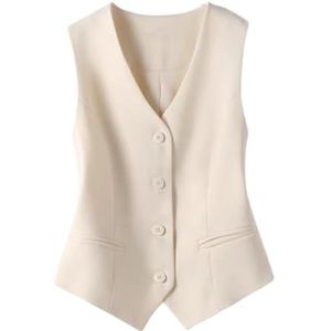 Stafeny Kostuumvest voor dames, smalle pasvorm, V-hals, smokingvest, elegant vintage vest