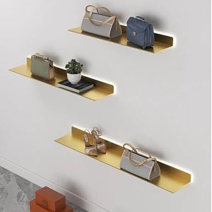 Floating Wall Shelves, Wall-mounted Lighting Fixtures Black Rectangular Indoor Display Shelf Wall Lamps Can Light Up Your Room Very Convenient And Beautiful (Color : Gold, Size : 60x20x6cm)